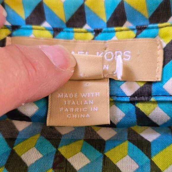 NWT Michael Kors Collection Womens Geometric Print Button-Up Blouse Size 10 - Picture 11 of 13